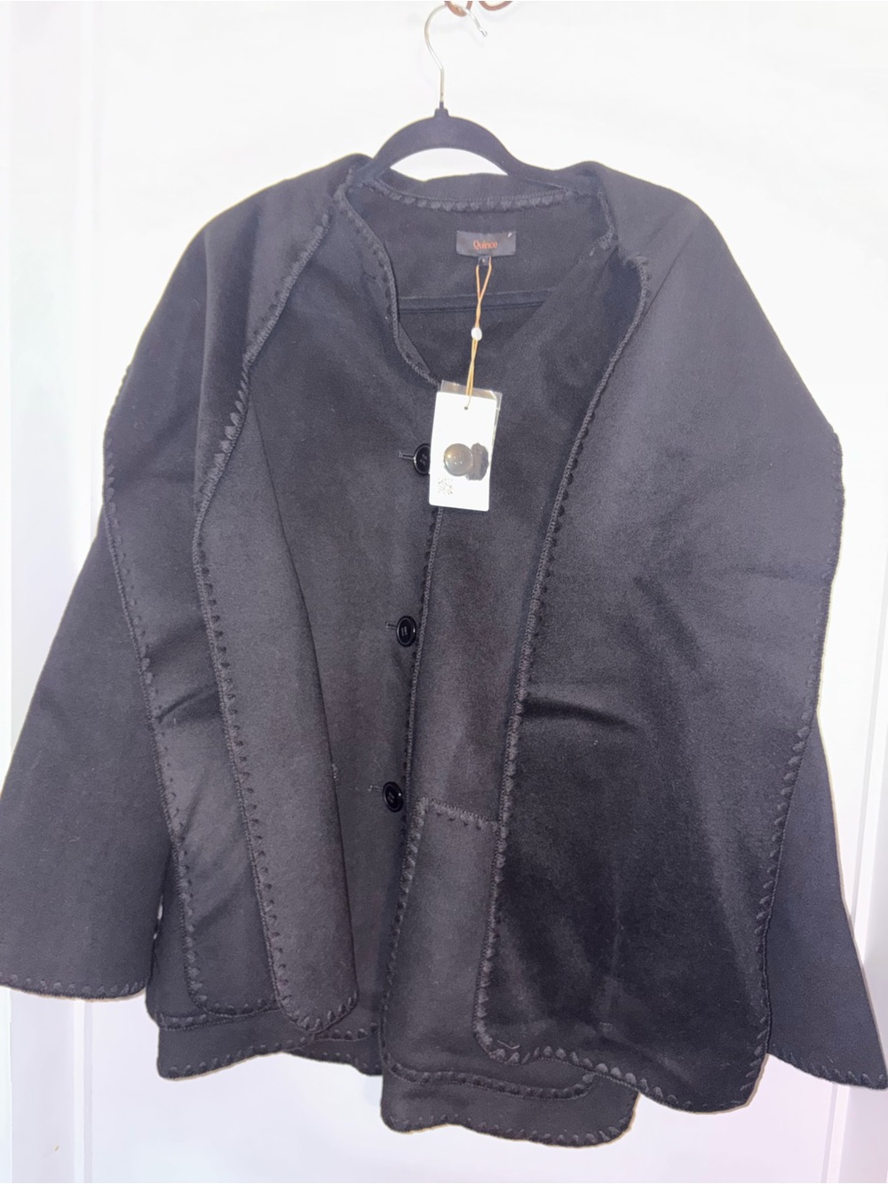 Quince Black Women's Button-Front Cape Jacket